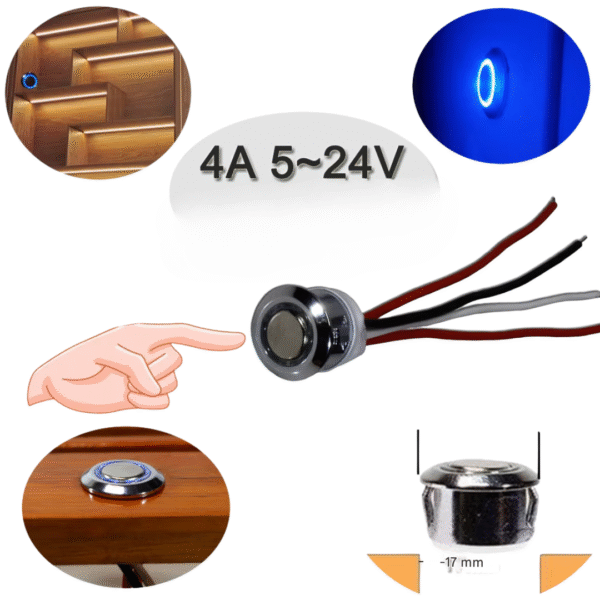 Botão Touch com Indicador para Micro Perfil de Led 4 Amperes Super Discreto - Imagem 9