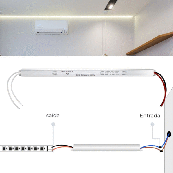 Kit 10 Fonte Slim Driver Para Micro Perfil Fita De Led 12v 7a 84w - Imagem 4