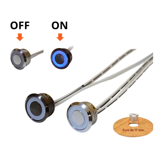 Botão Touch com Indicador para Micro Perfil de Led 4 Amperes Super Discreto - Imagem 2